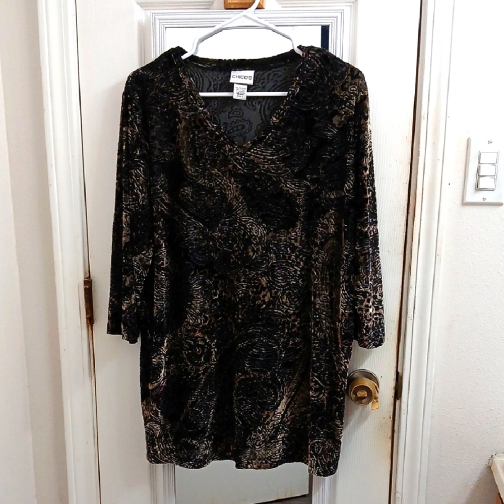 Chico's Black and Brown Top Size Large